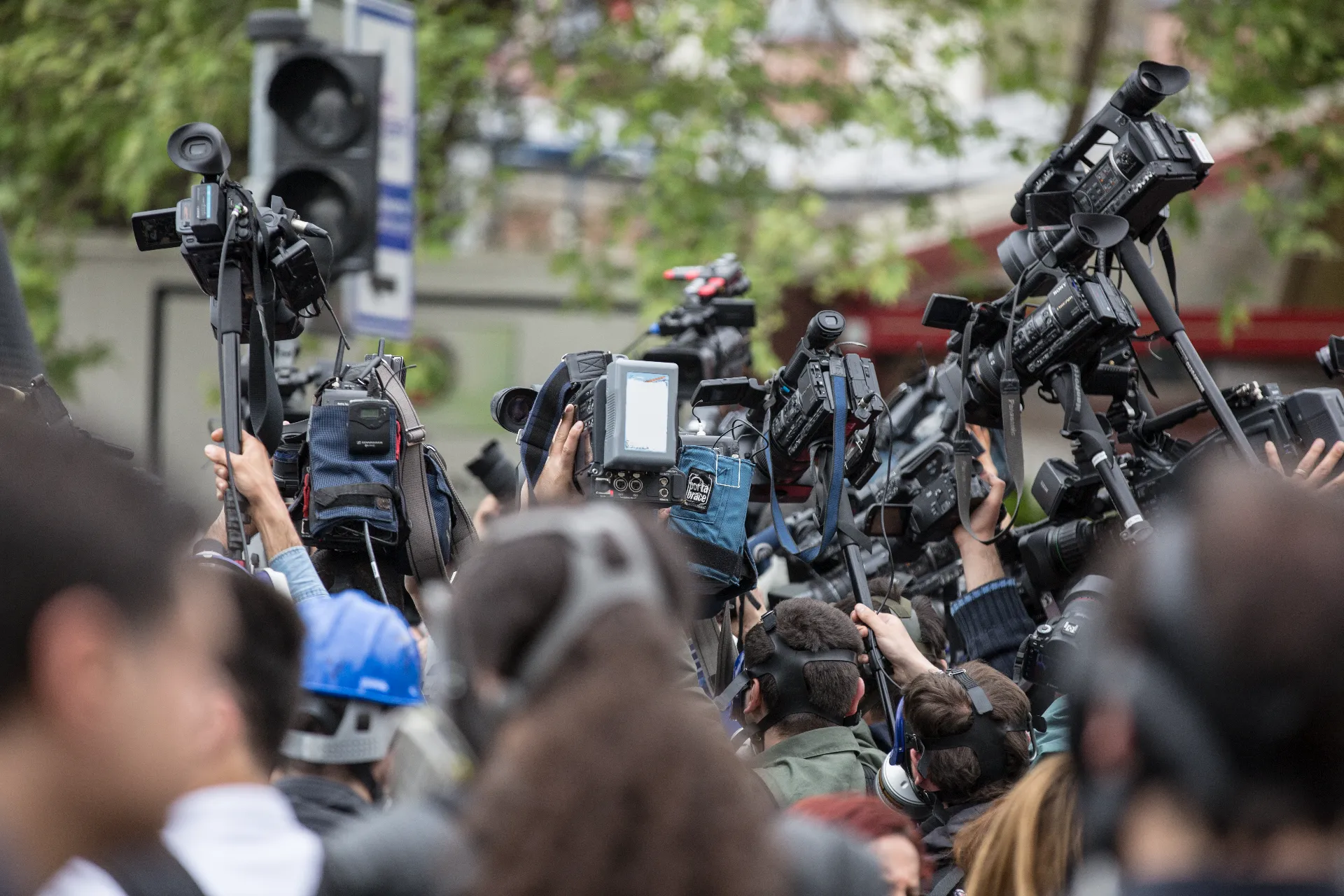 News reporters and camera crews covering a high profile incident during crisis communications response in Northern California